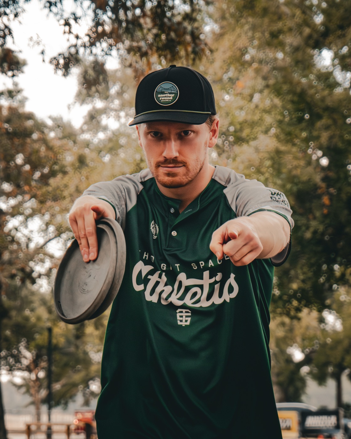Phil Hood, After5 Athletics founder, throwing a disc golf disc